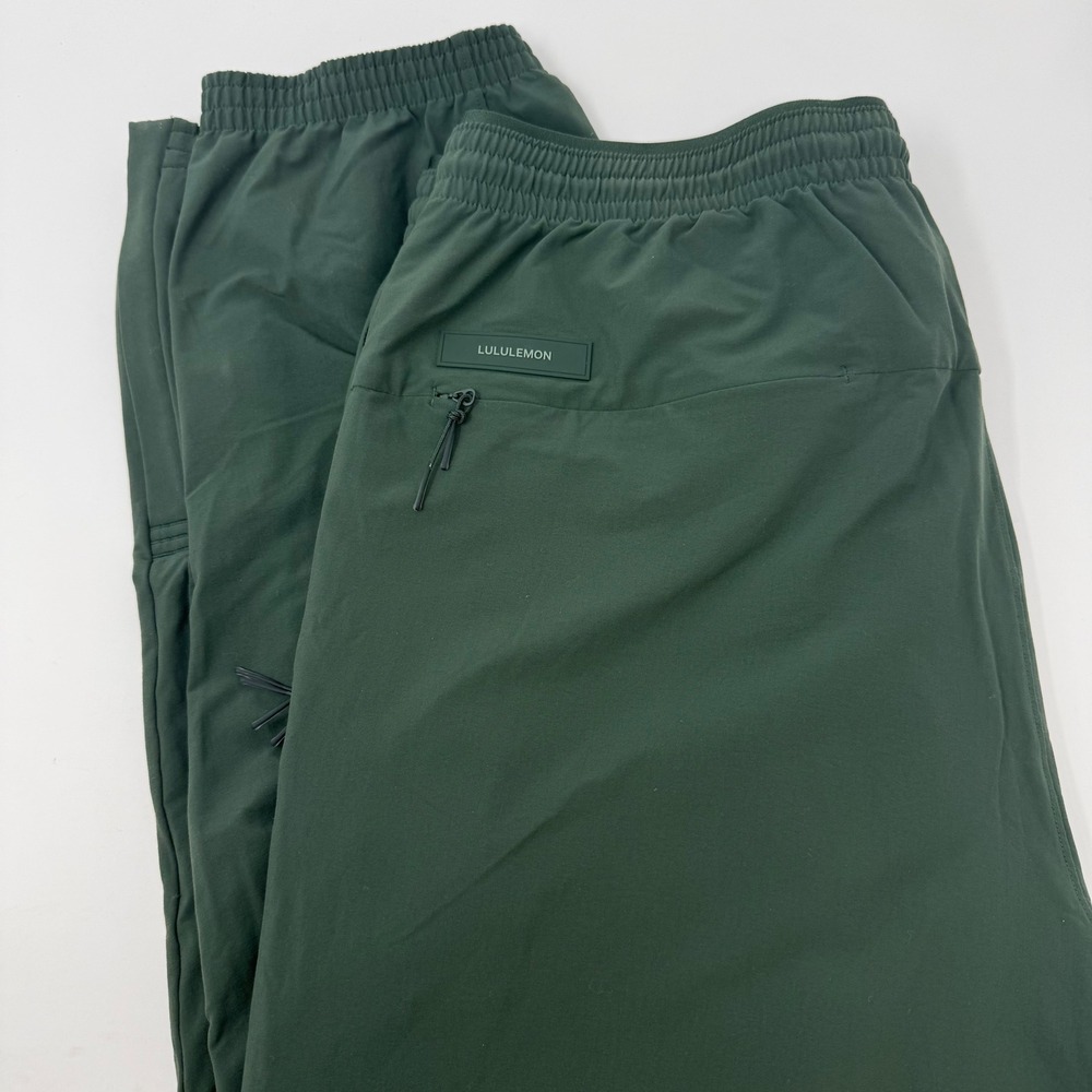 Lululemon Mens Dark Forest Green Elastic Waist Ankle Zip Jogger Pants Large